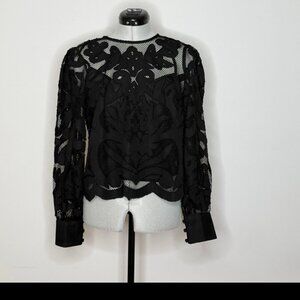 Anthropologie Lainie Cutwork Lace Long Sleeve Blouse